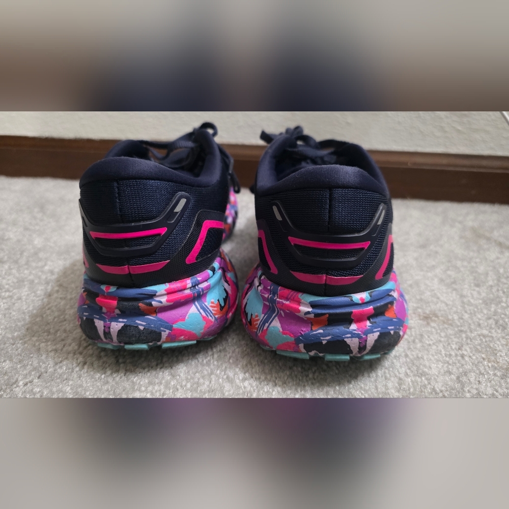 Brooks Women's Navy Running Shoes with Multicolor Floral Midsole - Picture 8 of 9